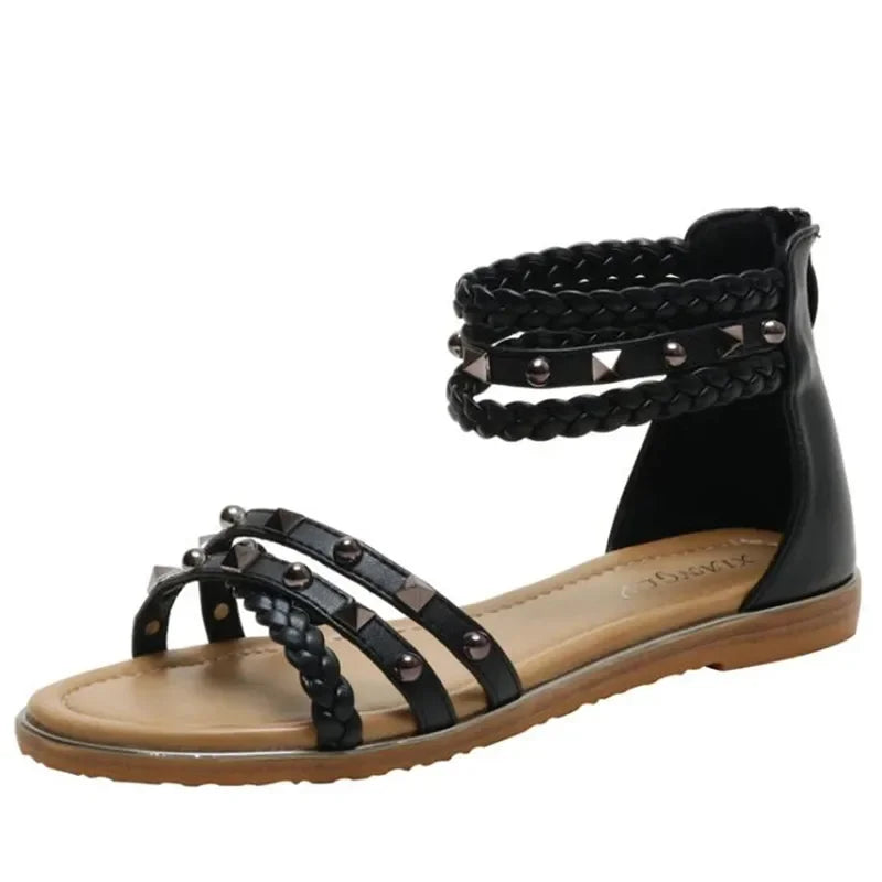 Damen - Sandalen - PU - Gladiator Style - Reißverschluss - Flach - Sommer