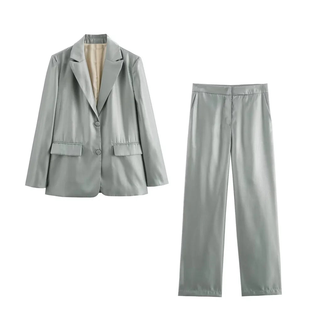 Damen - Anzugjacke - Mid Waist Hose - Metal Light Face - Herbst