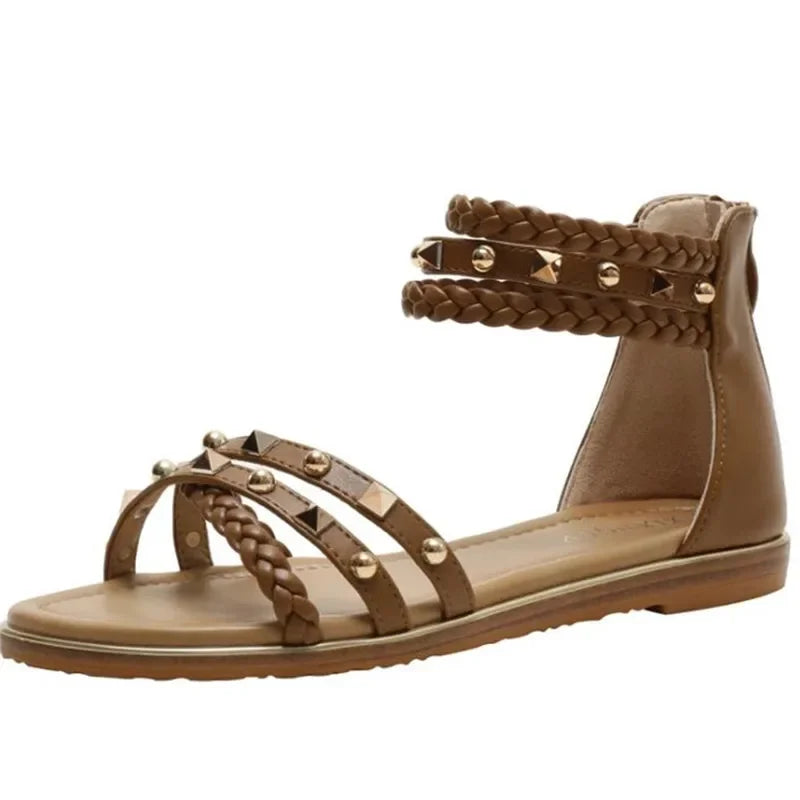 Damen - Sandalen - PU - Gladiator Style - Reißverschluss - Flach - Sommer