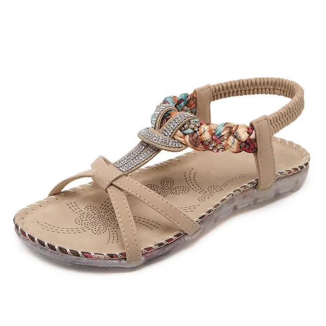 Damen - Flache Sandalen - Bohemian Diamond - Strandpantoffeln - Sommer