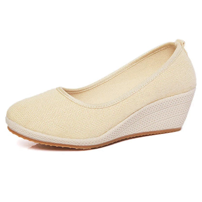 Damen - Pumps - Vintage - Segeltuch - Slip-On - Sommer