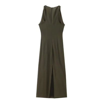 Damen - Kleid - Polyester - Rundhals - Ärmellos Uni - Sommer