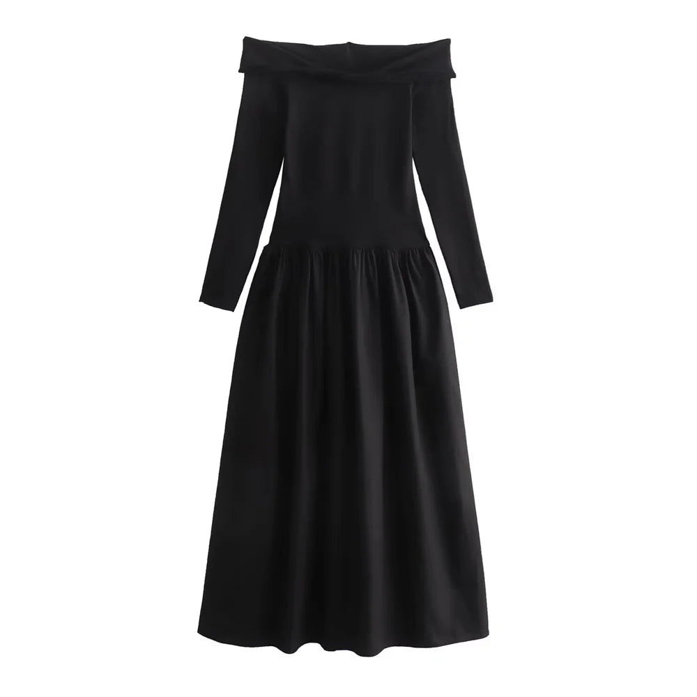 Damen - Maxikleid - Polyester - Lange Ärmel - Einreihiger Kragen - Sommer