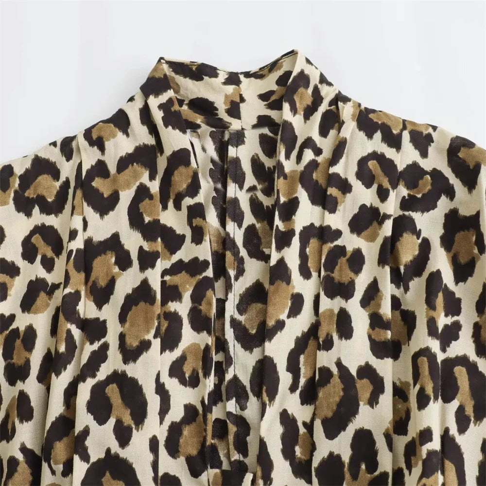 Damen - Maxikleid - Polyester - Animal Print - Kurzarm - Alle Jahreszeiten