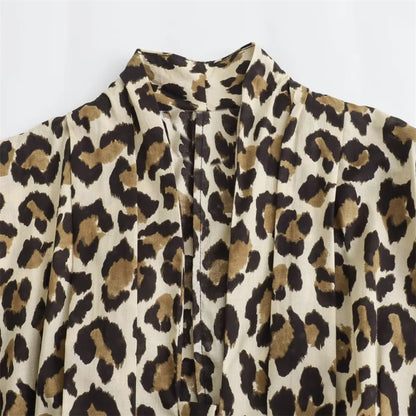 Damen - Maxikleid - Polyester - Animal Print - Kurzarm - Alle Jahreszeiten