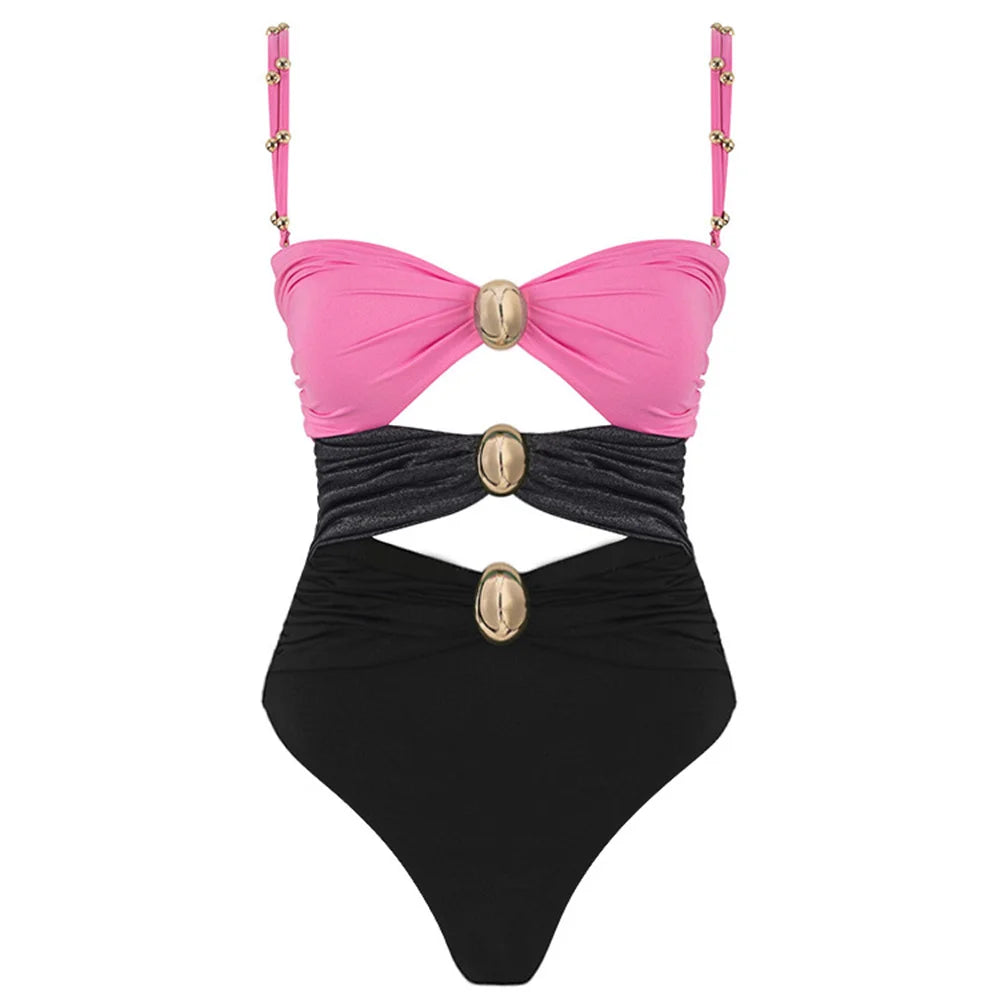 Damen-Bikini-Teiler-Dreiteiler-Spaghetti-Träger-Elasthan-Sommer