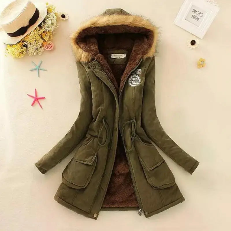 Frauen - Parkas - Kapuze - Baumwolle - Vintage - Winter