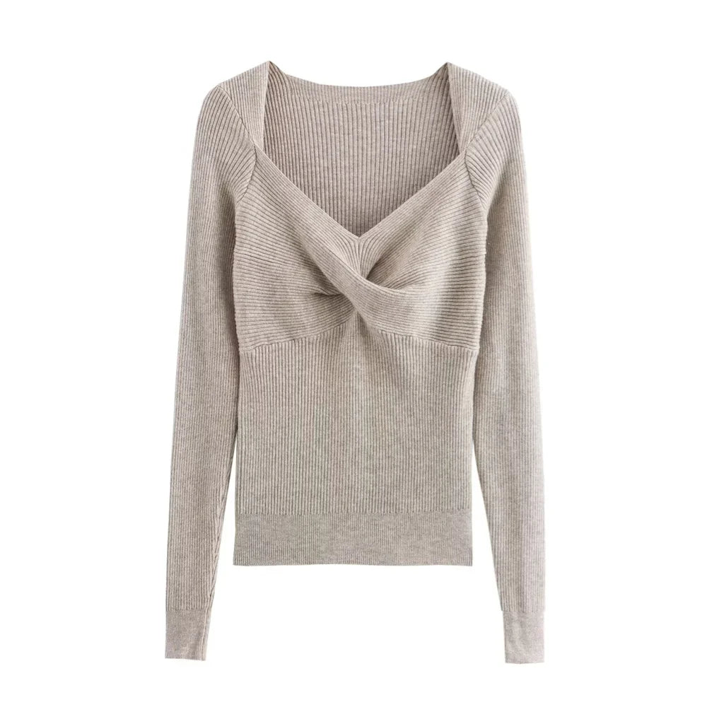 Damen - Pullover - V-Ausschnitt - Strick - Herbst