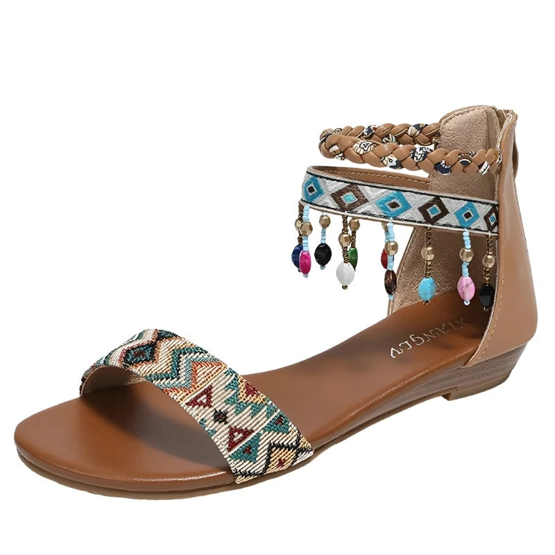 Damen - Sandalen - PU/Gummi - Gladiator-Stil - Reißverschluss mit Perlenquaste - Sommer