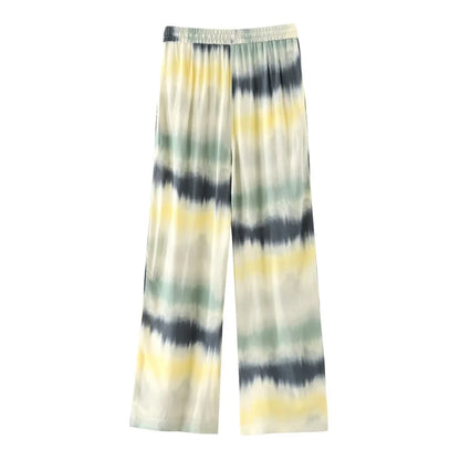 Damen - Tie-Dyed Bedruckter Kater Hemd- und Hosenset - Alle Jahreszeiten