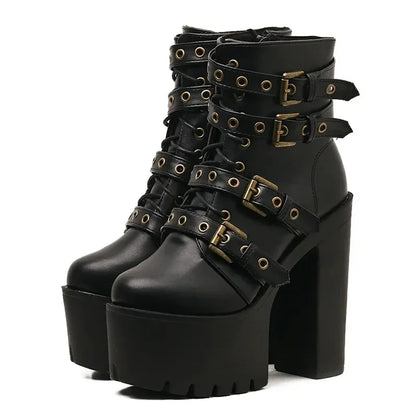 Damen- Schuhe- hochhackig- gothic- Echtes Leder- Sommer