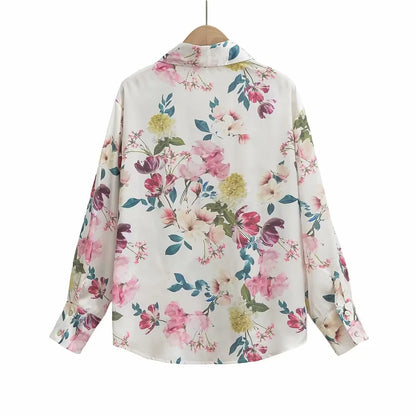 Damen - Hemd - Polo-Kragen Langarm - Floral - Herbst