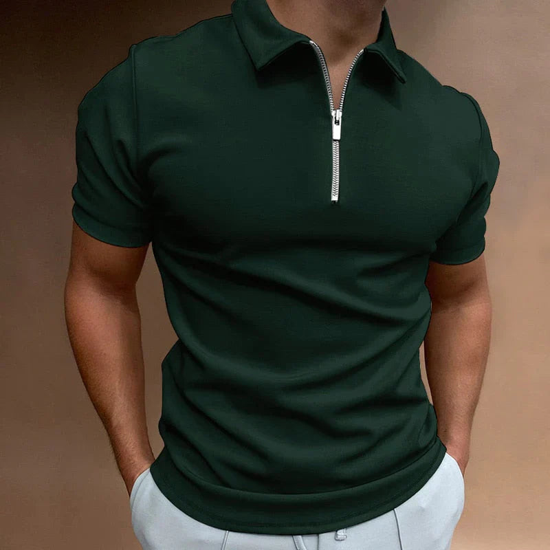 Lässiges Poloshirt mit halbem Reißverschluss für Männer