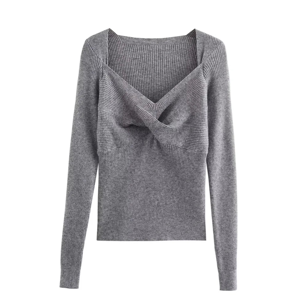 Damen - Pullover - V-Ausschnitt - Strick - Herbst