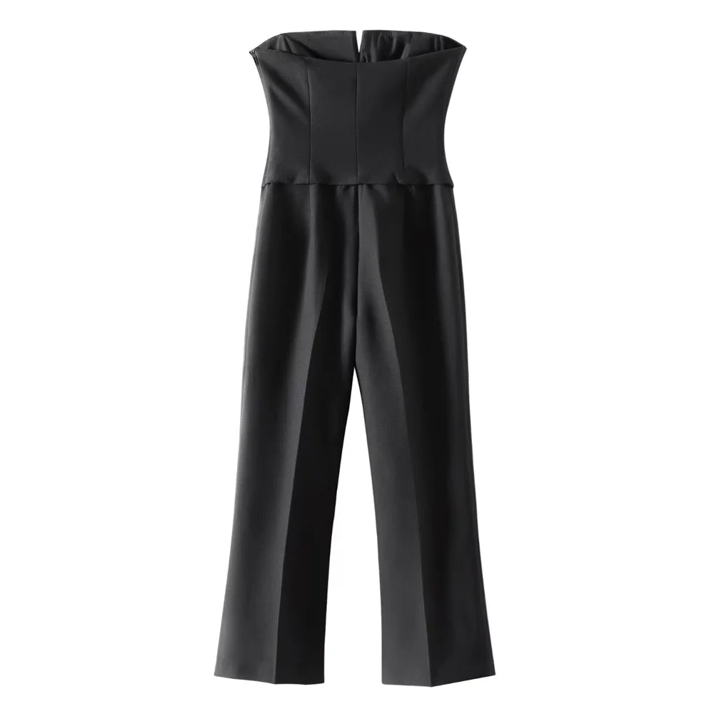 Damen - Jumpsuit - Lässig trägerlos BH Schleife - Slim Fit - Sommer