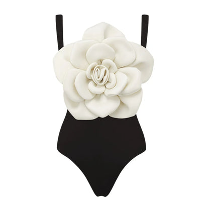 Damenbikini – tiefer V-Ausschnitt, Blumenmuster, hohe Taille – Sommer