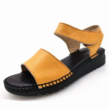 Damen - Sandalen - Echt Leder/Gummi - Nähdesign - Sommer