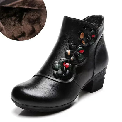 Damen- Schuhe- Retro Blumendekor Stiefel- Kunstleder- Sommer