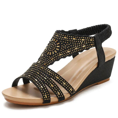 Damen - Sandalen - PU - Wedges - Strass - Riemchen - Sommer