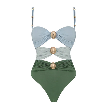 Damen-Bikini-Teiler-Dreiteiler-Spaghetti-Träger-Elasthan-Sommer