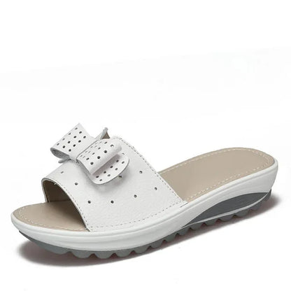 Damen-Sandalen-Zweiriemen-Offene Zehe-Flach-Spaltleder-Sommer