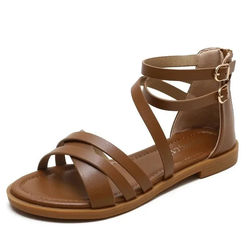 Damen-Sandalen- dehnbar- flach- zehenoffen- Gummi- Sommer