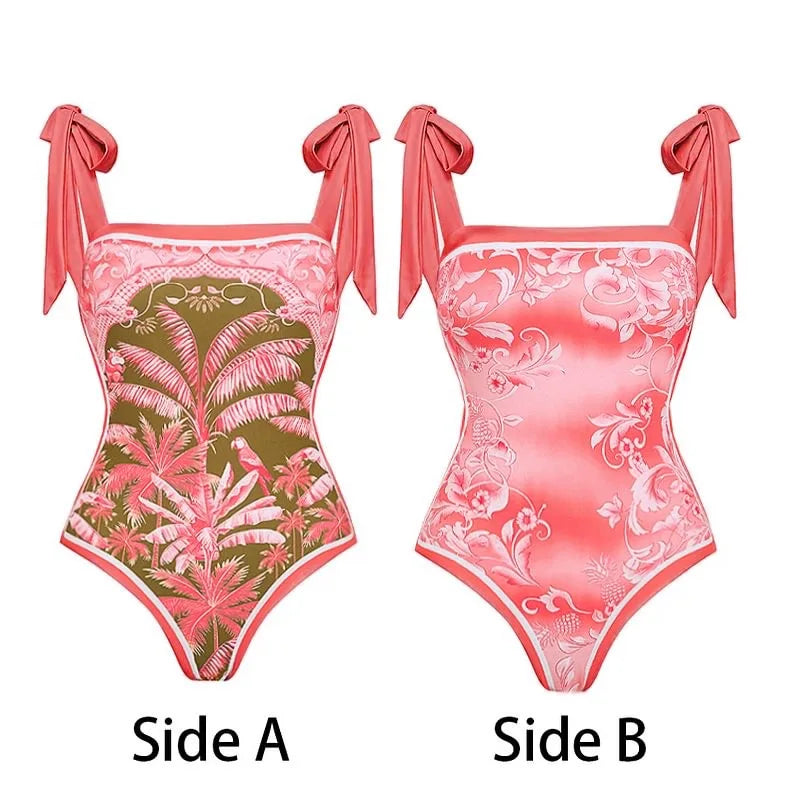 Damen- Bikini- Blumendesign Träger Einteiler- Elasthan- Sommer