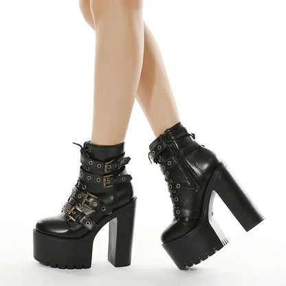 Damen- Schuhe- hochhackig- gothic- Echtes Leder- Sommer