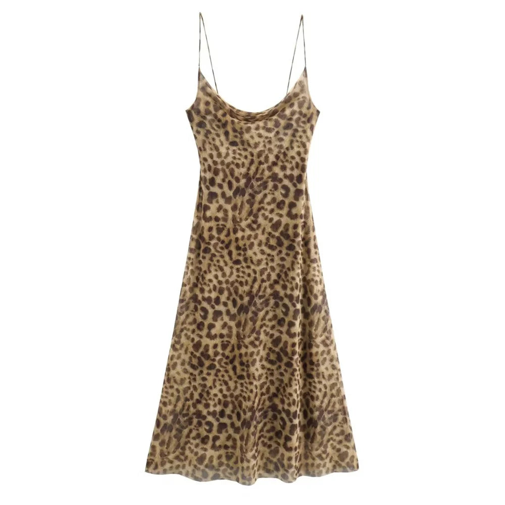 Damen - Kleid - Polyester - Sexy offener Rücken Animal Print Seidennetz - Sommer