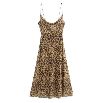 Damen - Kleid - Polyester - Sexy offener Rücken Animal Print Seidennetz - Sommer