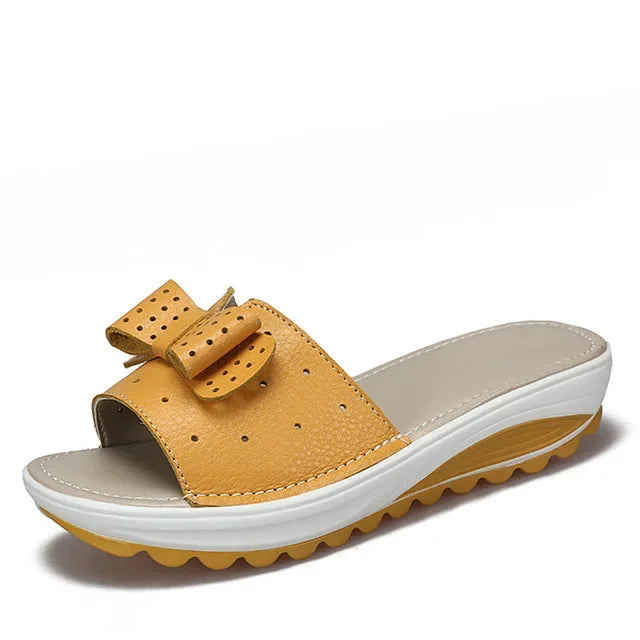 Damen-Sandalen-Zweiriemen-Offene Zehe-Flach-Spaltleder-Sommer