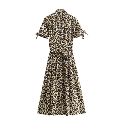 Damen - Maxikleid - Polyester - Animal Print - Kurzarm - Alle Jahreszeiten