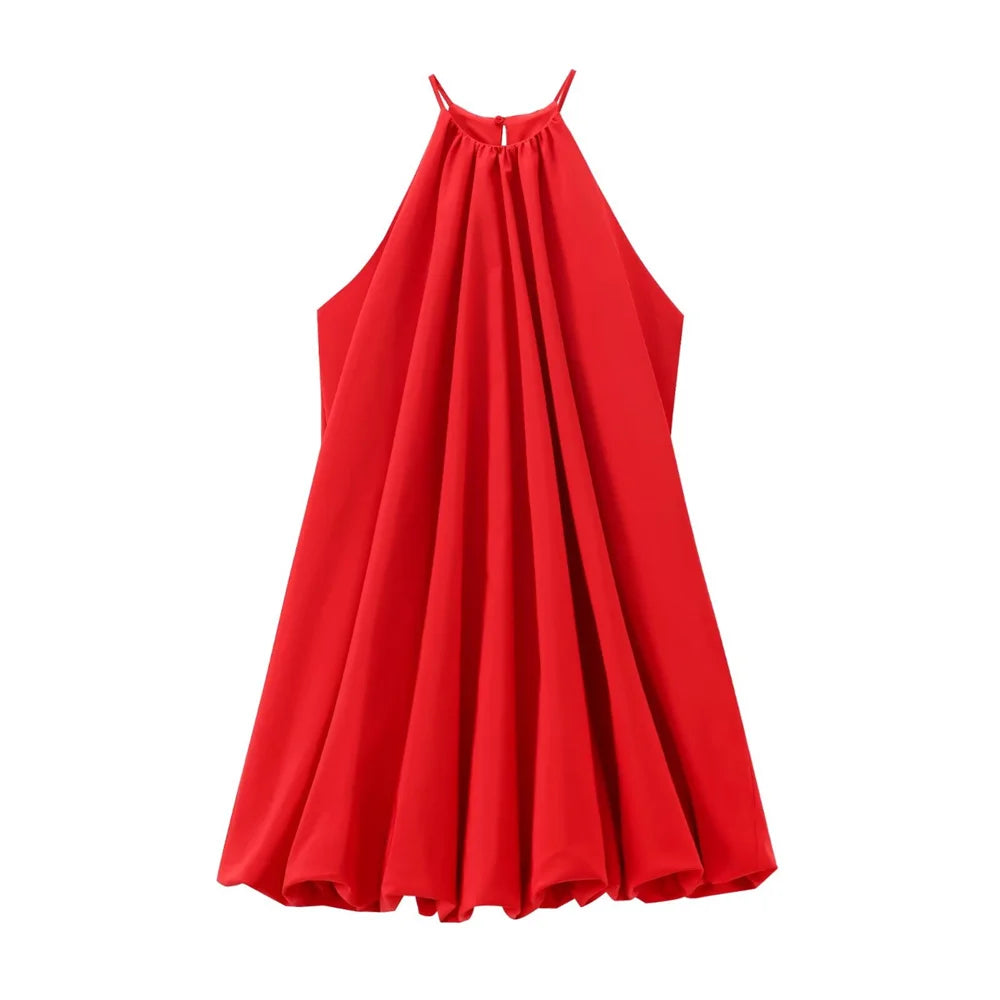 Damen - Minikleid - Polyester - Ärmellos - Ballon-Stil - Sommer