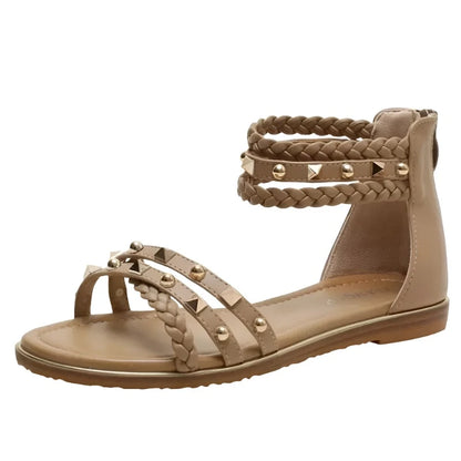 Damen - Sandalen - PU - Gladiator Style - Reißverschluss - Flach - Sommer