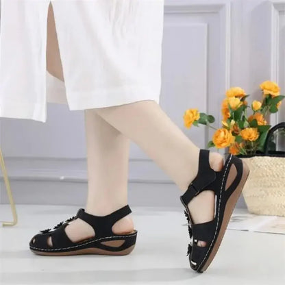 Damen - Sandalen - Keilabsatz - Klett - Sommer