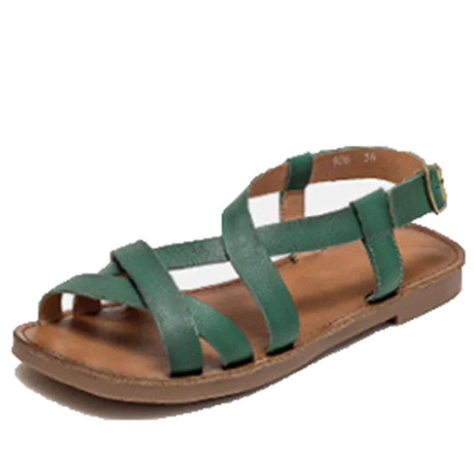 Damen - Sandalen - Echtleder/Gummi - Gladiator - Flach - Sommer