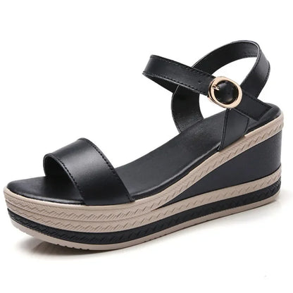 Damen - Sandalen - PU - Keilabsatz - T-Riemen mit Schnalle - Sommer