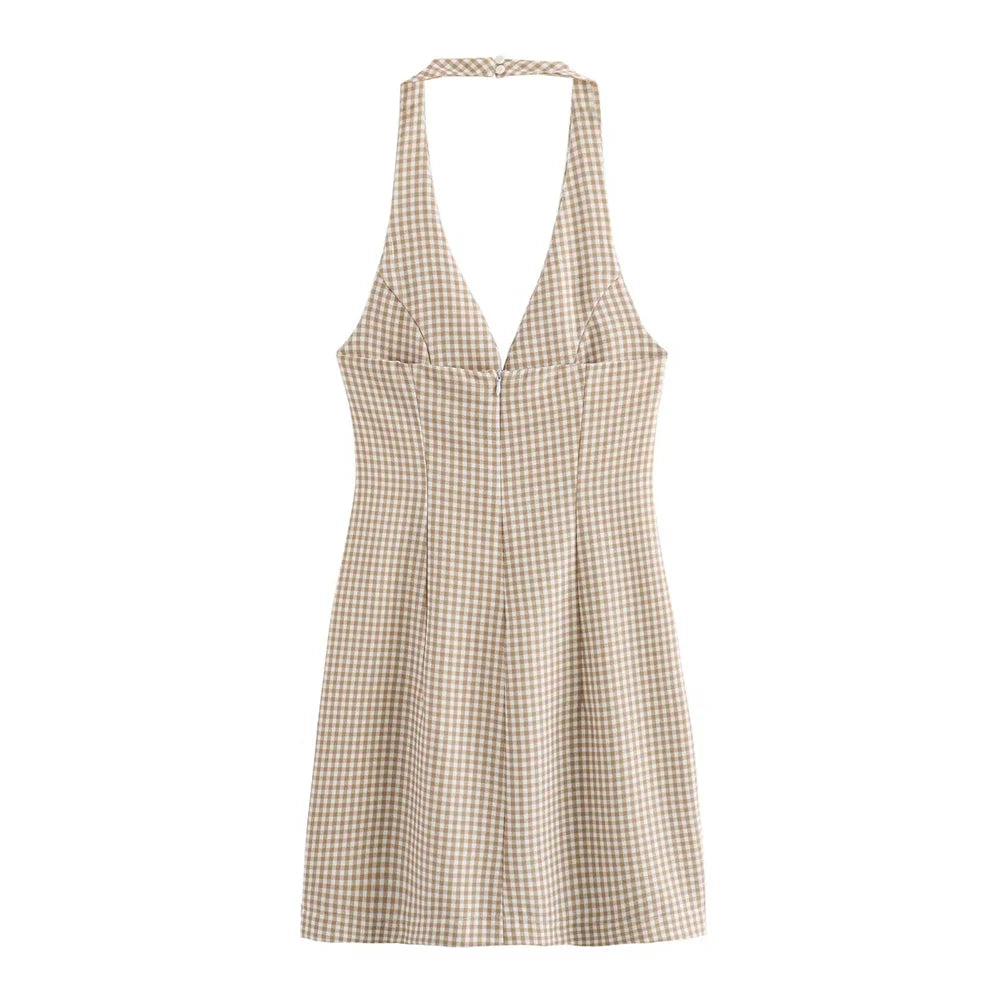 Damen-Kleid-Ärmellos-Plait-Petit-Schleife-Sommer