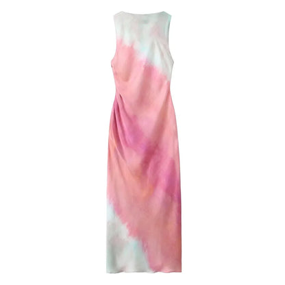 Damen - Midikleid - Schlankmachendes ärmelloses Tie-Dye - Sommer