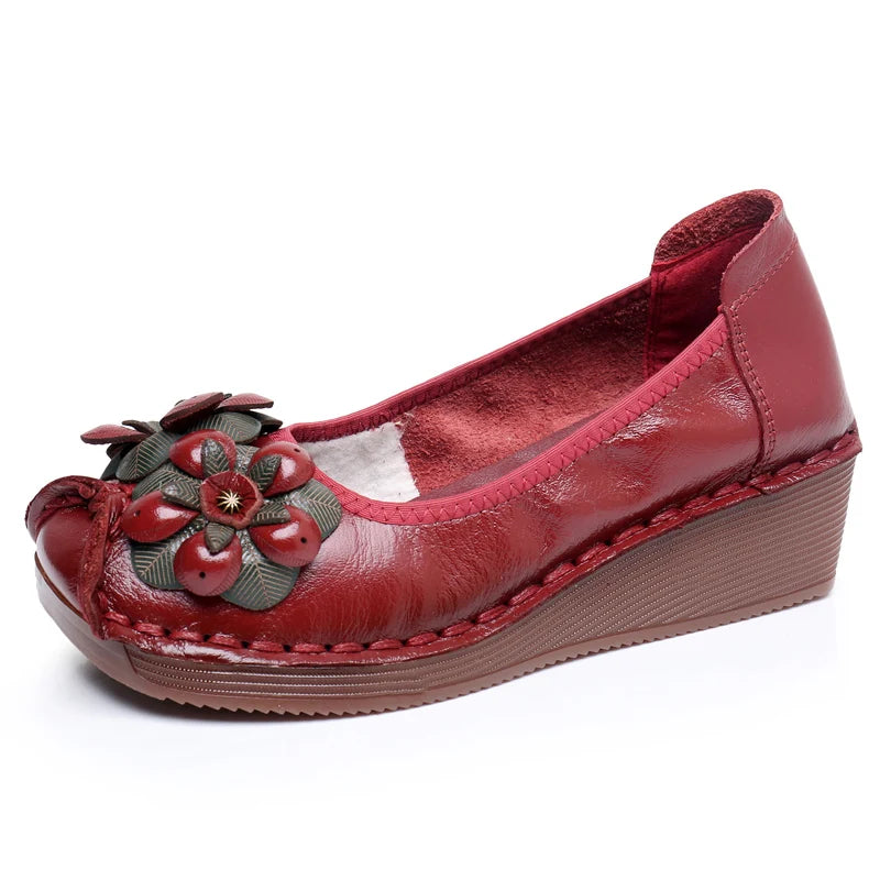 Damen - Loafer - Wedges - Flach - Leder - Sommer