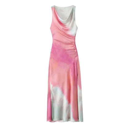 Damen - Midikleid - Schlankmachendes ärmelloses Tie-Dye - Sommer