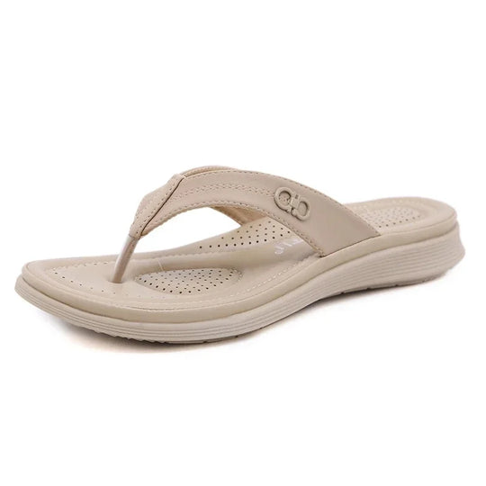 Damen- Hausschuhe- lässig flach Keil Flip Flops- Gummi- Sommer