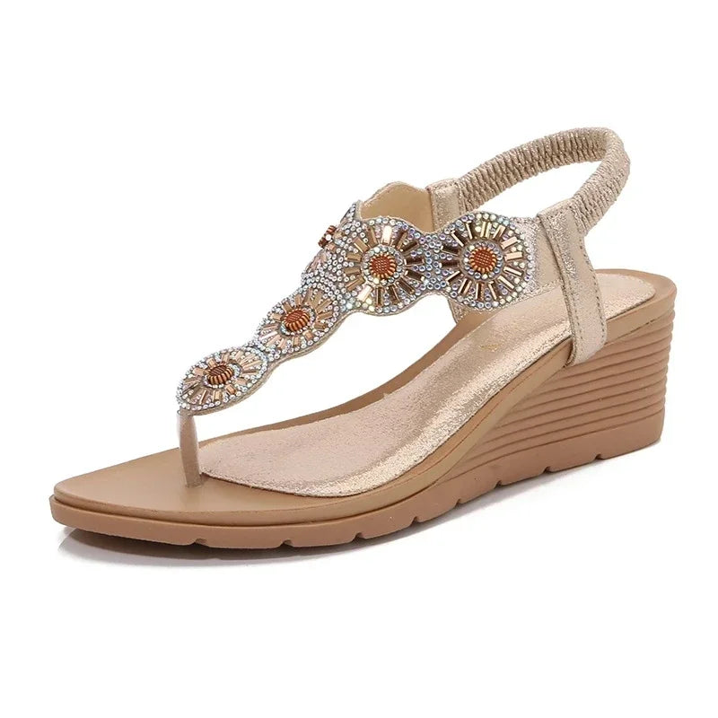 Damen- Sandalen- böhmisches Strassdesign- Gummi- Sommer