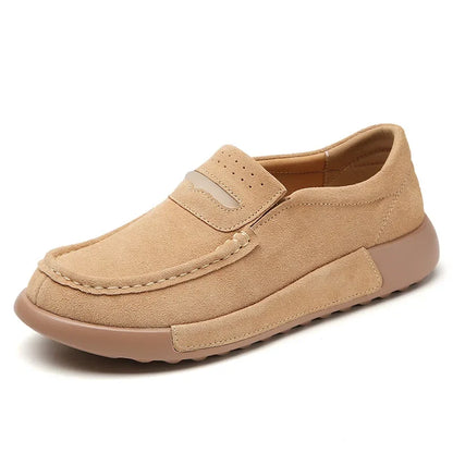 Damen - Schuhe - Rindsveloursleder - Loafer - Runde Spitze - Sommer