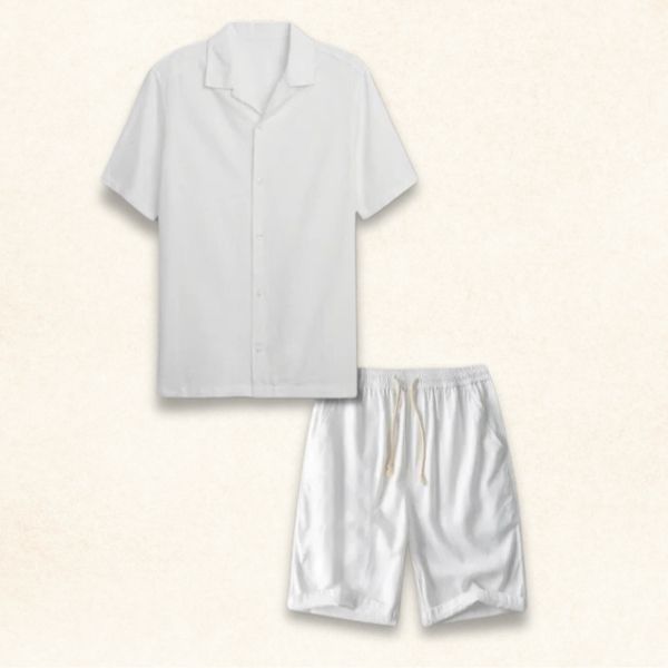Sommertaugliches Leinen-Polo und Shorts-Set für Männer