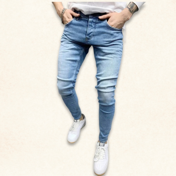 Hellblaue gerade geschnittene Slim Fit Herrenjeans für Streetfashion