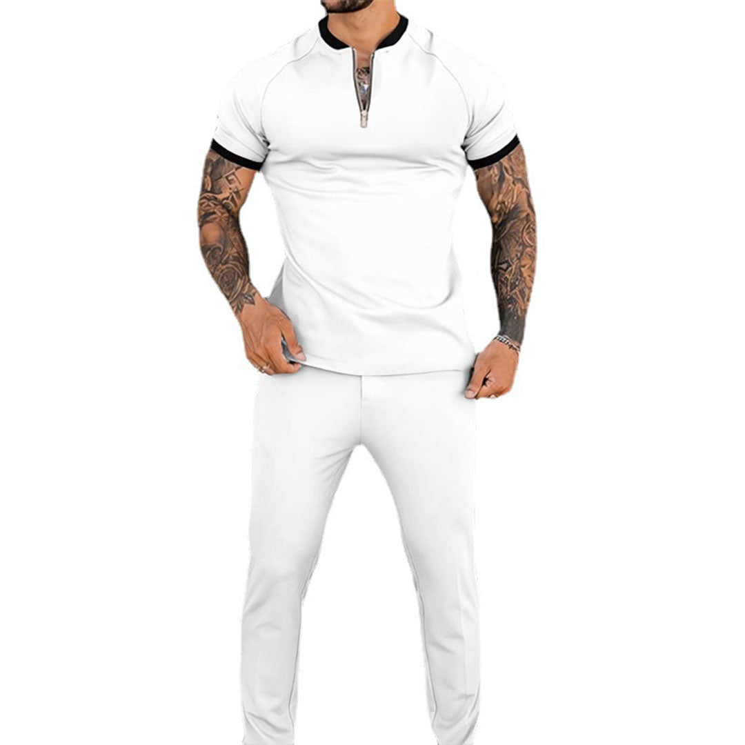 Slim Fit einfarbig Set mit Reißverschluss