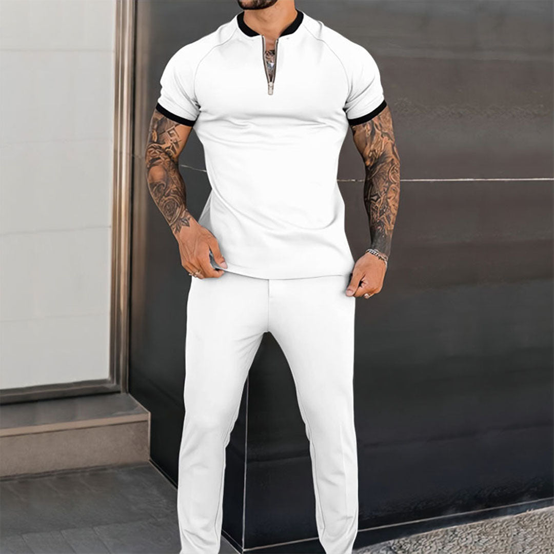 Slim Fit einfarbig Set mit Reißverschluss