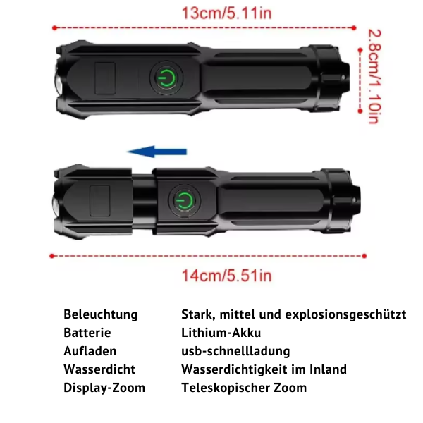 Wiederaufladbarer Scheinwerfer: Tragbare High-Power-LED-Arbeitsleuchte für Camping