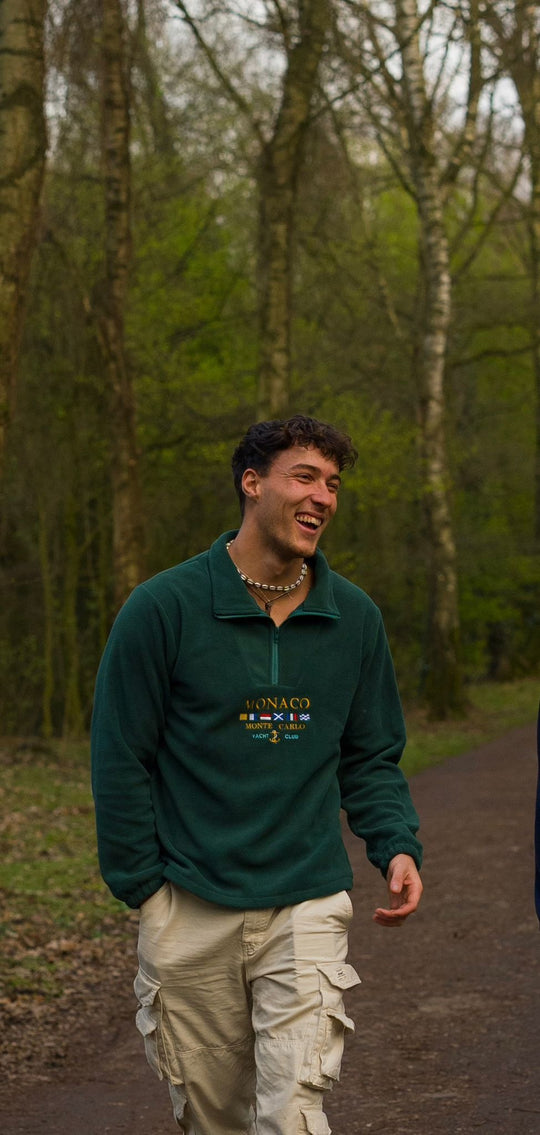 Herren pullover mit halbem Reißverschluss und Buchstabenaufdruck